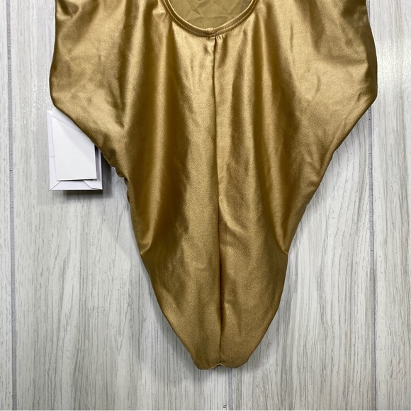 NWT Good American High Cut Deep Back One Piece Bodysuit in Gold Bronze size 4 XL - Picture 7 of 13